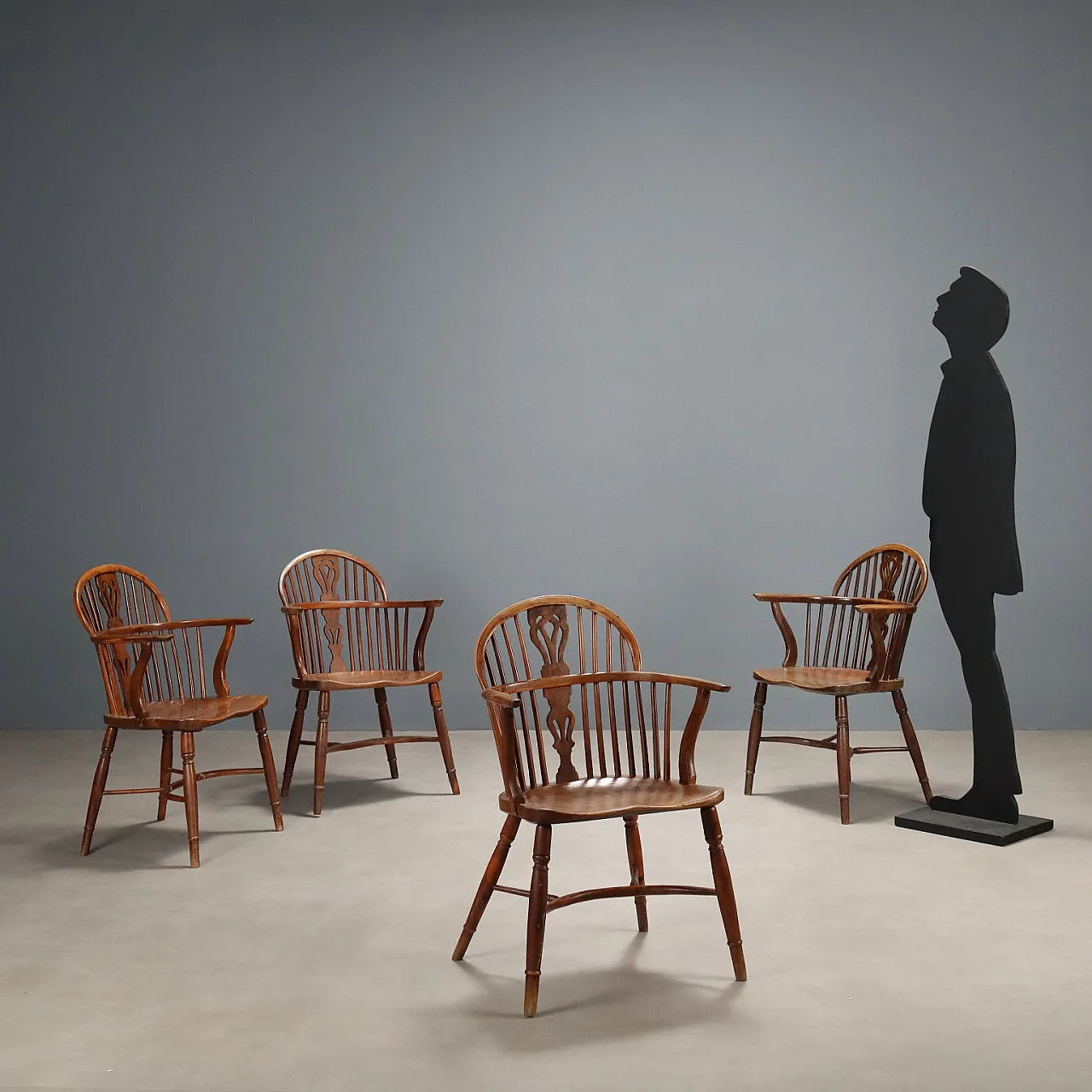 4 Armchairs in various essences, late 19th century 2