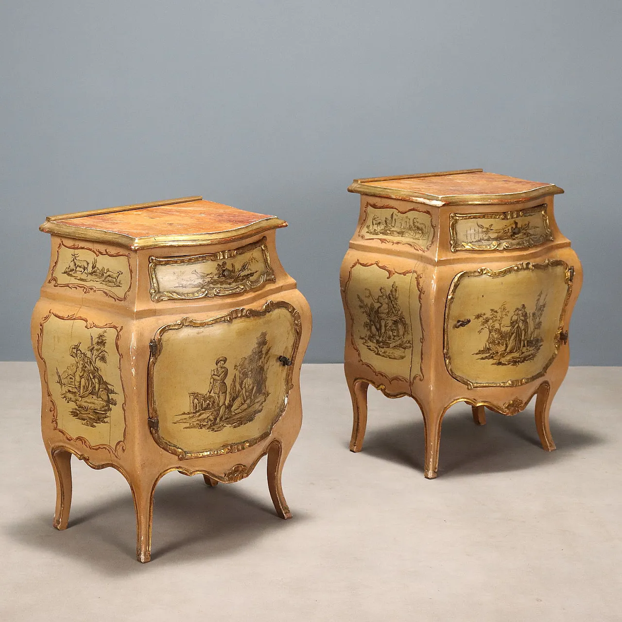 Pair of wooden bedside tables, early 20th century 1
