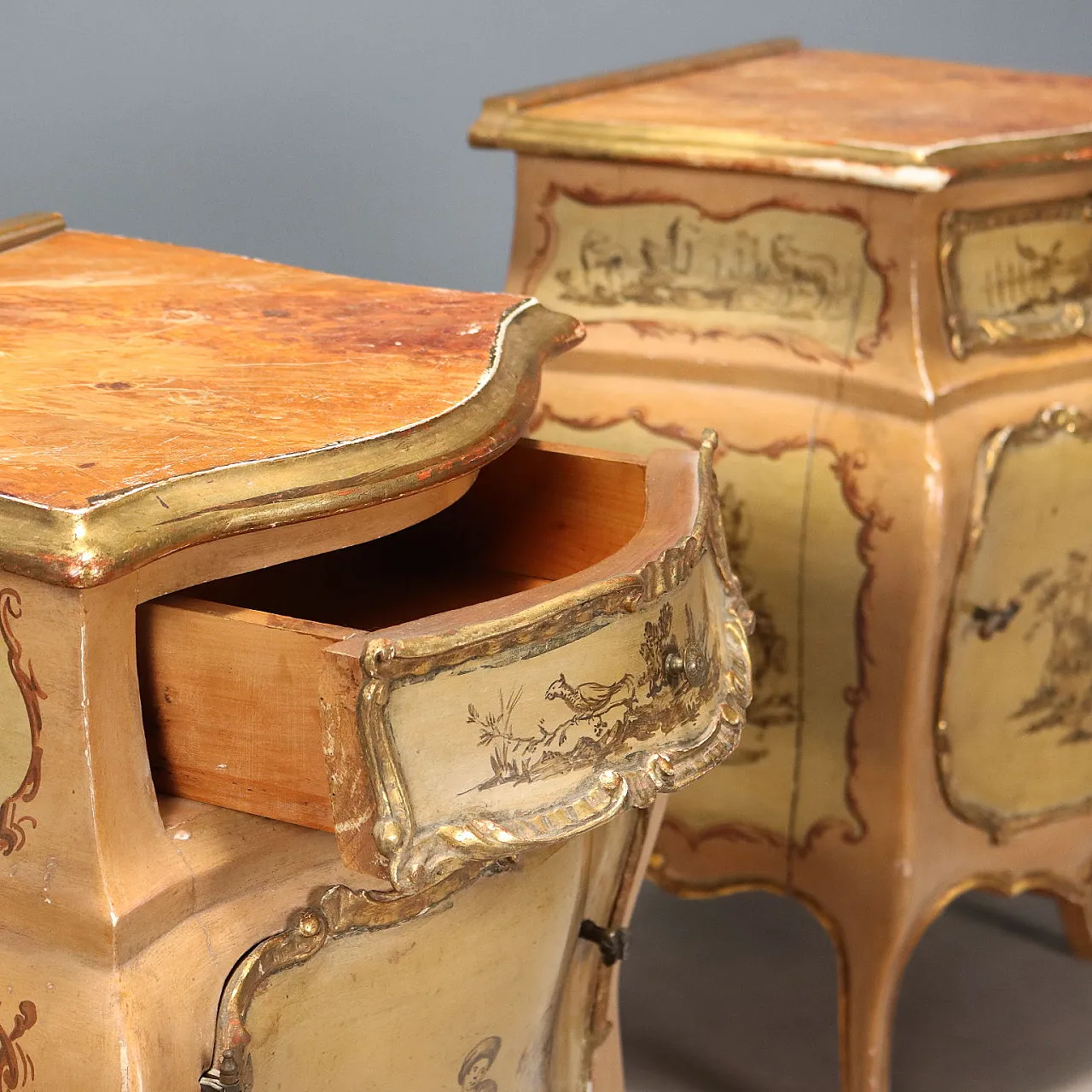 Pair of wooden bedside tables, early 20th century 3