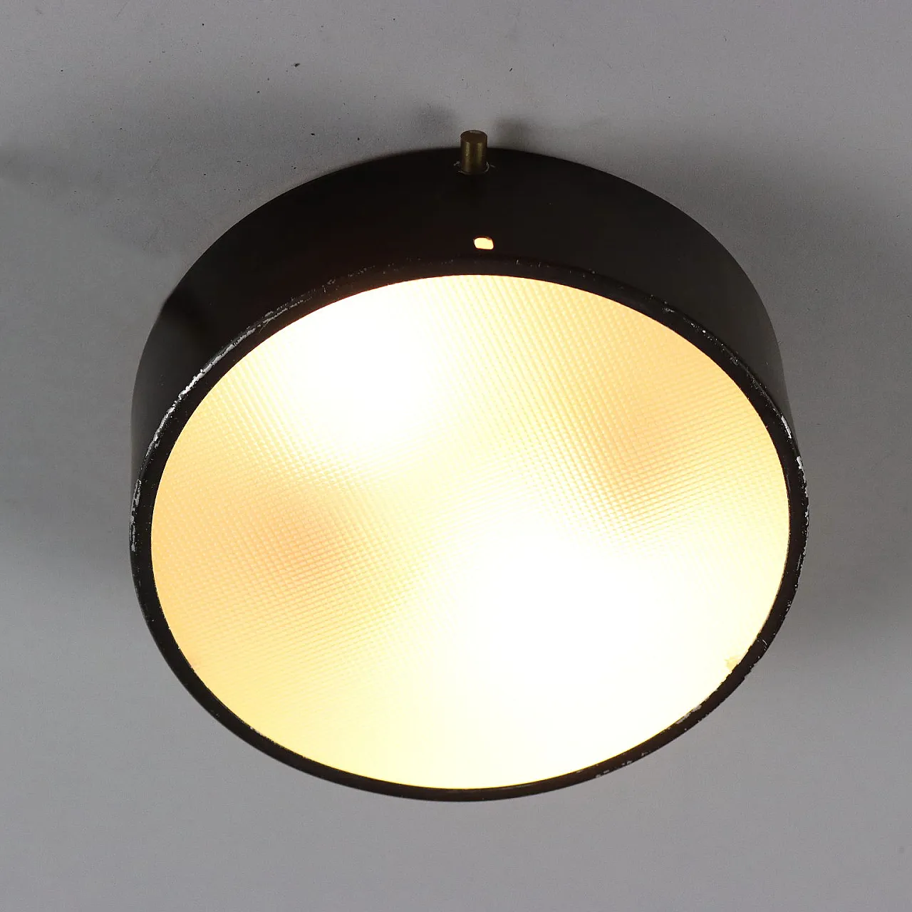 Lampada in alluminio smaltato e vetro zigrinato, anni '60 1
