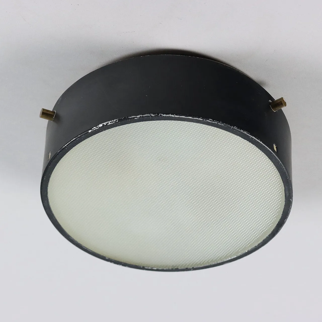 Lampada in alluminio smaltato e vetro zigrinato, anni '60 3