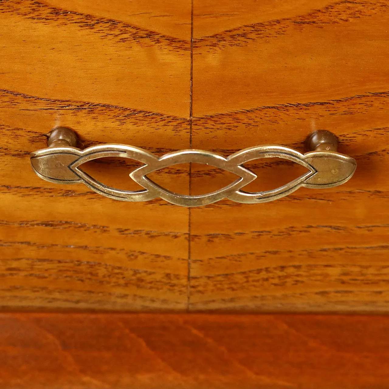 Consolle in rovere impiallacciato e ottone, anni '50 5