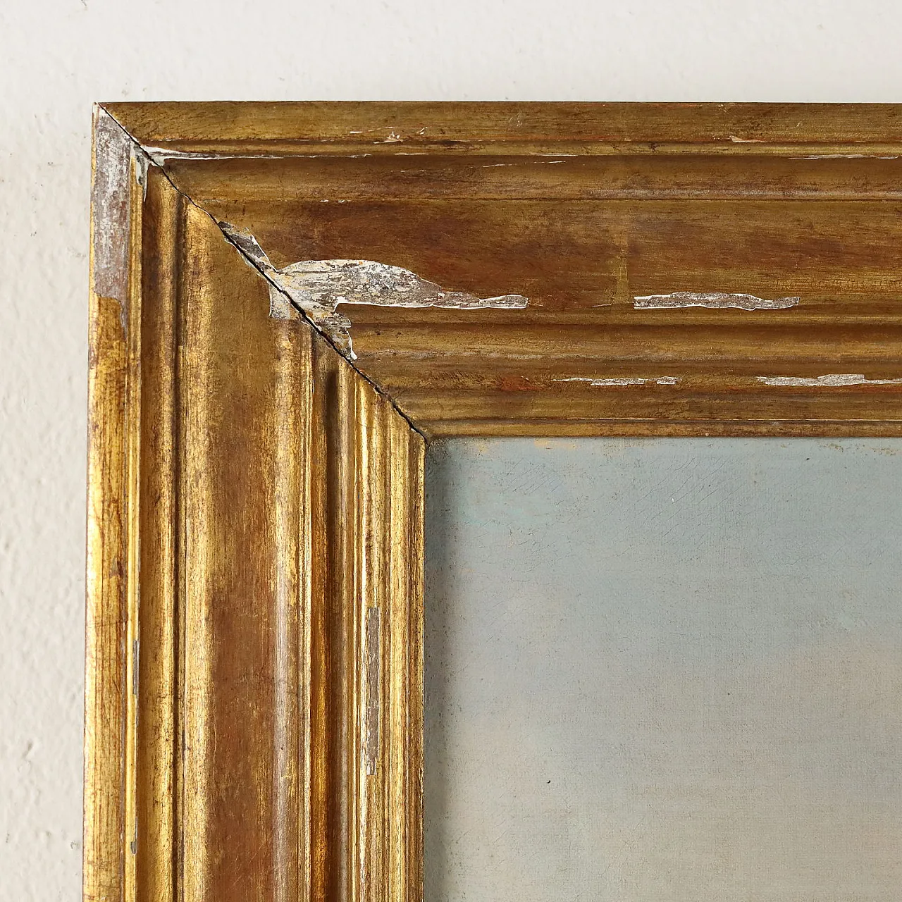 Paesaggio invernale con figure, dipinto a olio su tela, inizio '800 8