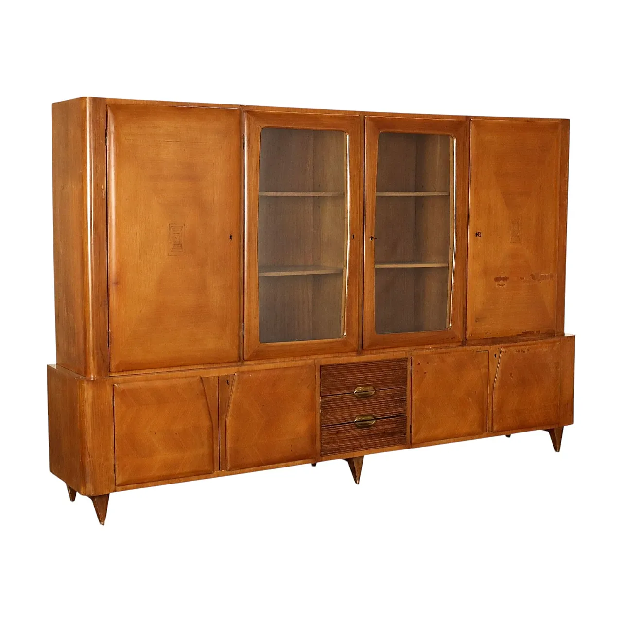 Wooden living room with display case, 1960s 1