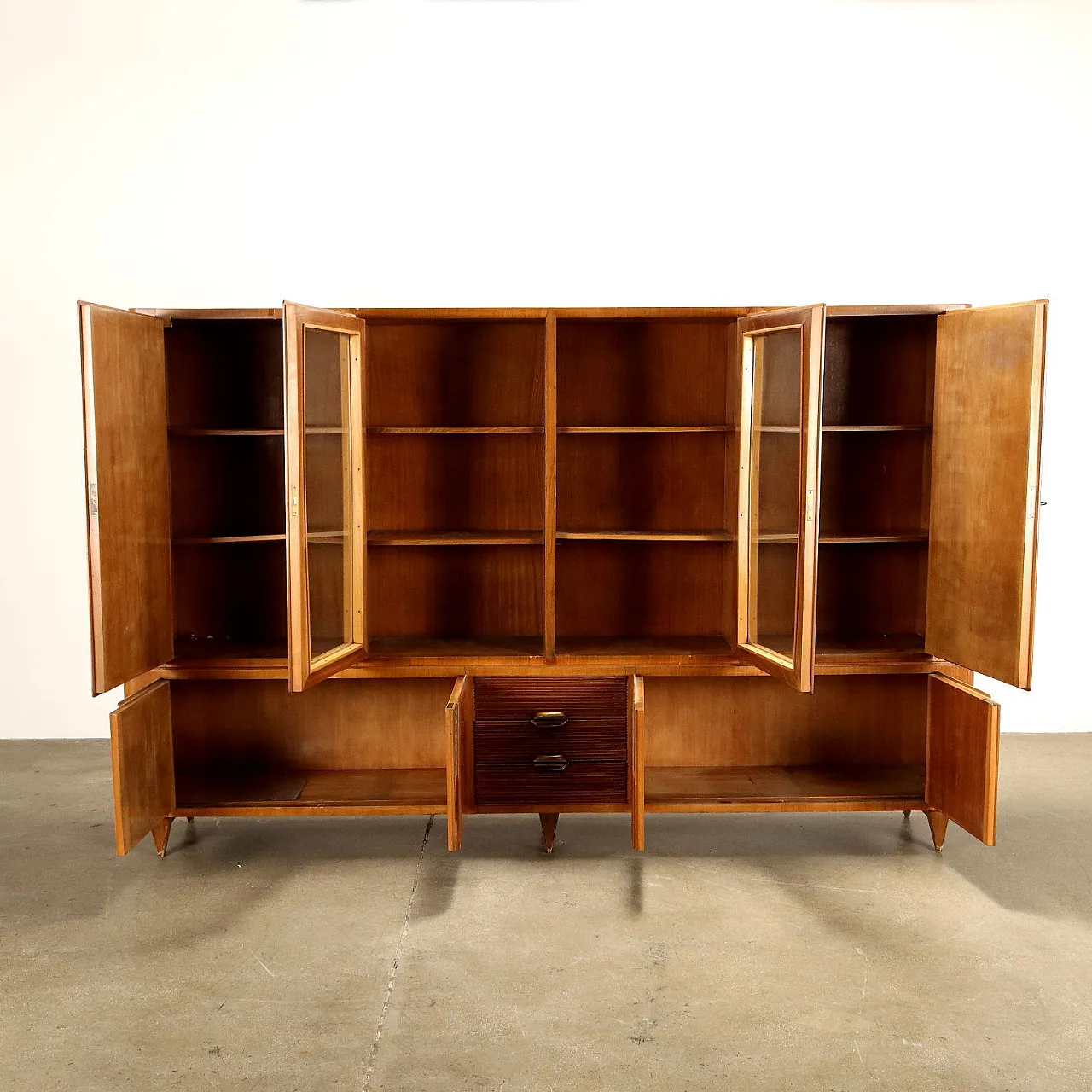 Wooden living room with display case, 1960s 4