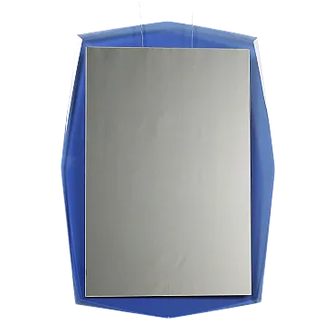 Rectangular mirror with blue glass frame, 20th century