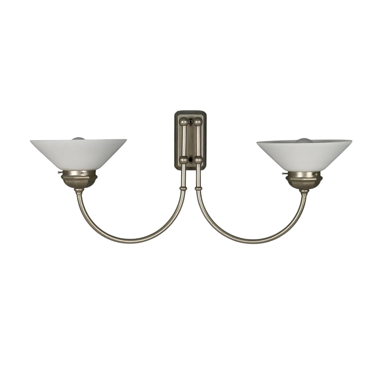 Wall lamp with metal frame and glass diffusers, 20th century 7