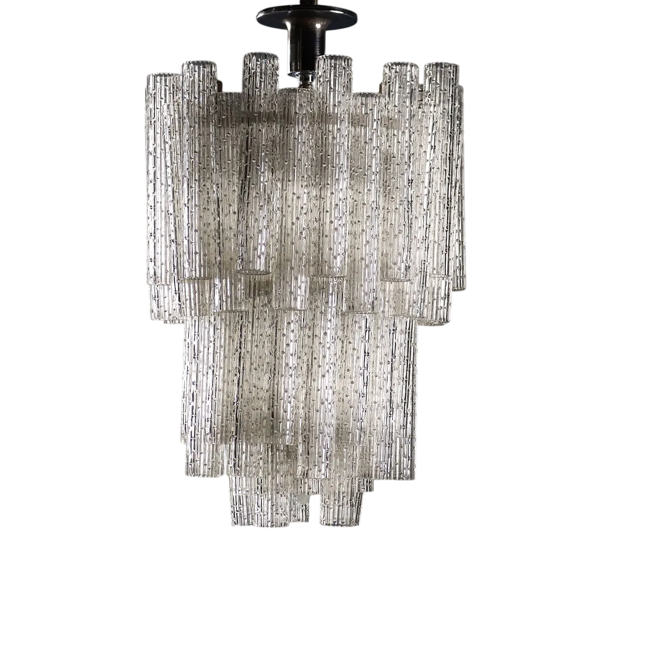 Metal lamp and cylindrical diffusers in worked glass, 20th century 11