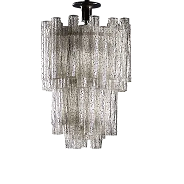 Metal lamp and cylindrical diffusers in worked glass, 20th century