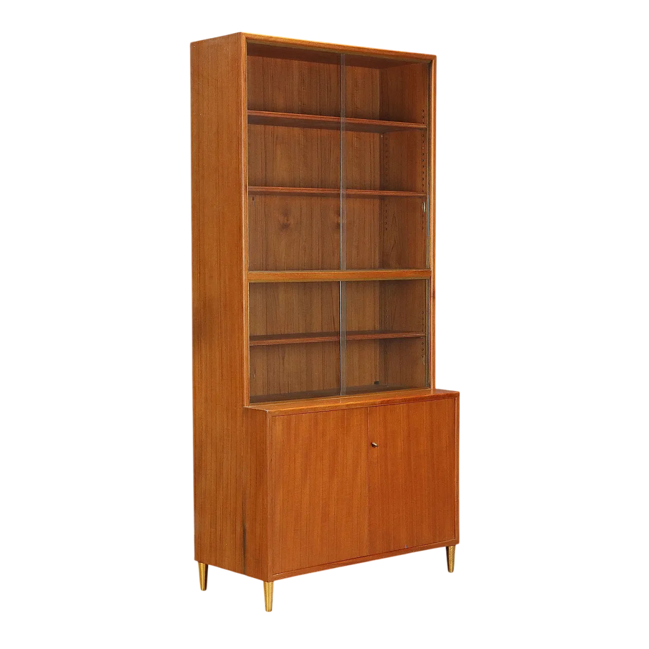 Larch veneer display case with brass details, 20th century 11