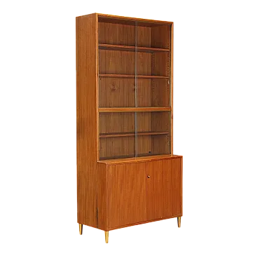 Larch veneer display case with brass details, 20th century