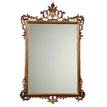 Gilded wood mirror carved with leaves and scrolls, early 20th century