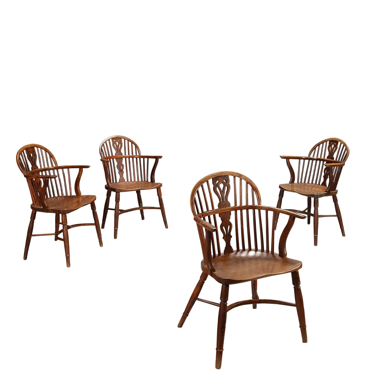 4 Armchairs in various essences, late 19th century 9