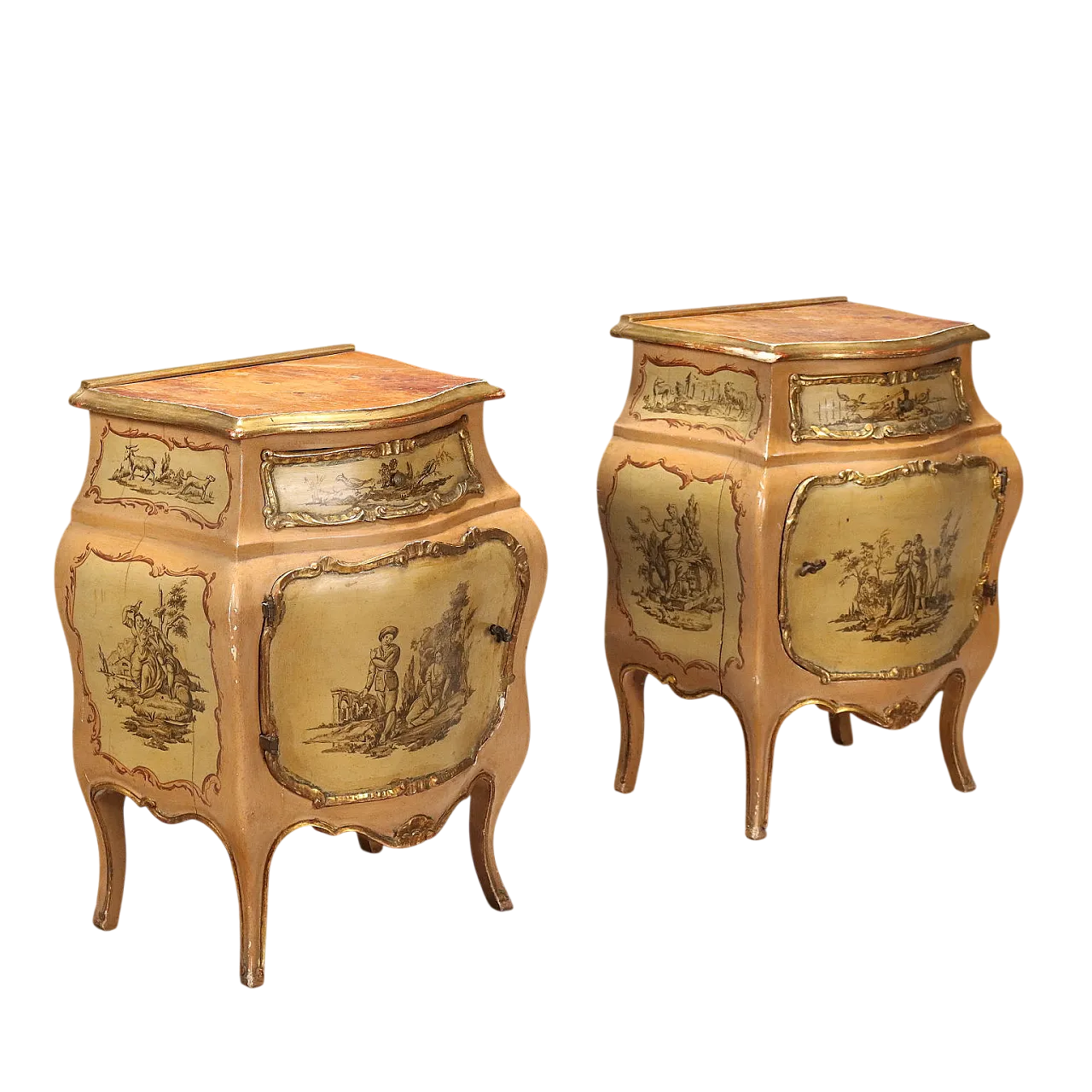 Pair of wooden bedside tables, early 20th century 11