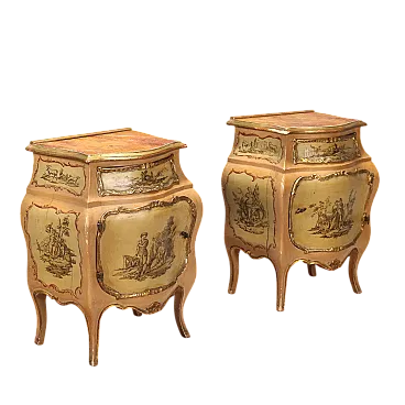 Pair of wooden bedside tables, early 20th century