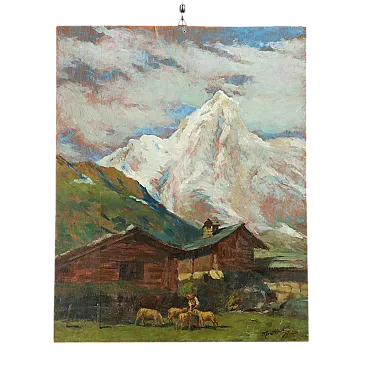 Landscape, oil painting on panel, 20th century