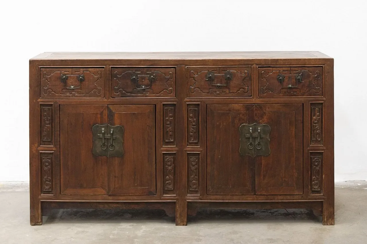 Credenza cinese in legno di olmo, primo '800 1
