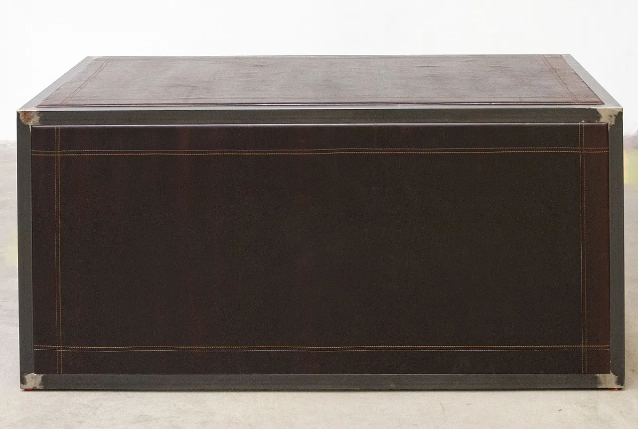 Scrivania artigianale in ferro e cuoio, '900 10