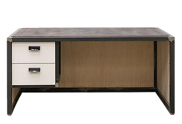 Scrivania artigianale in ferro e cuoio, '900