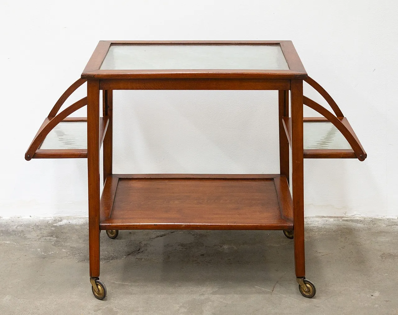 Carrello portavivande in legno di faggio massello, anni '50 2