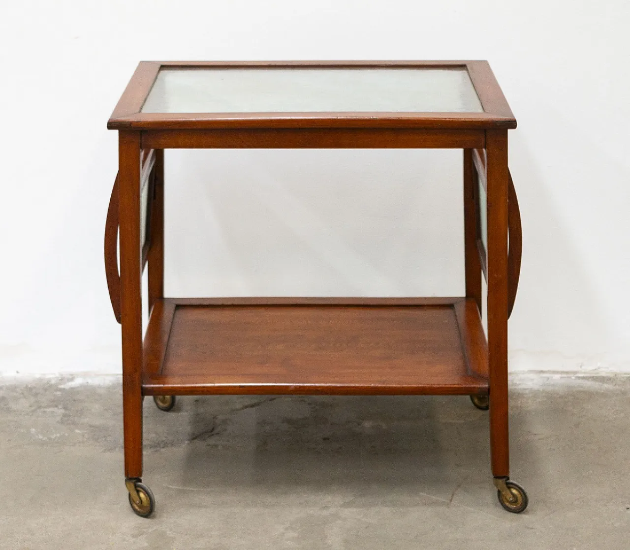 Carrello portavivande in legno di faggio massello, anni '50 3