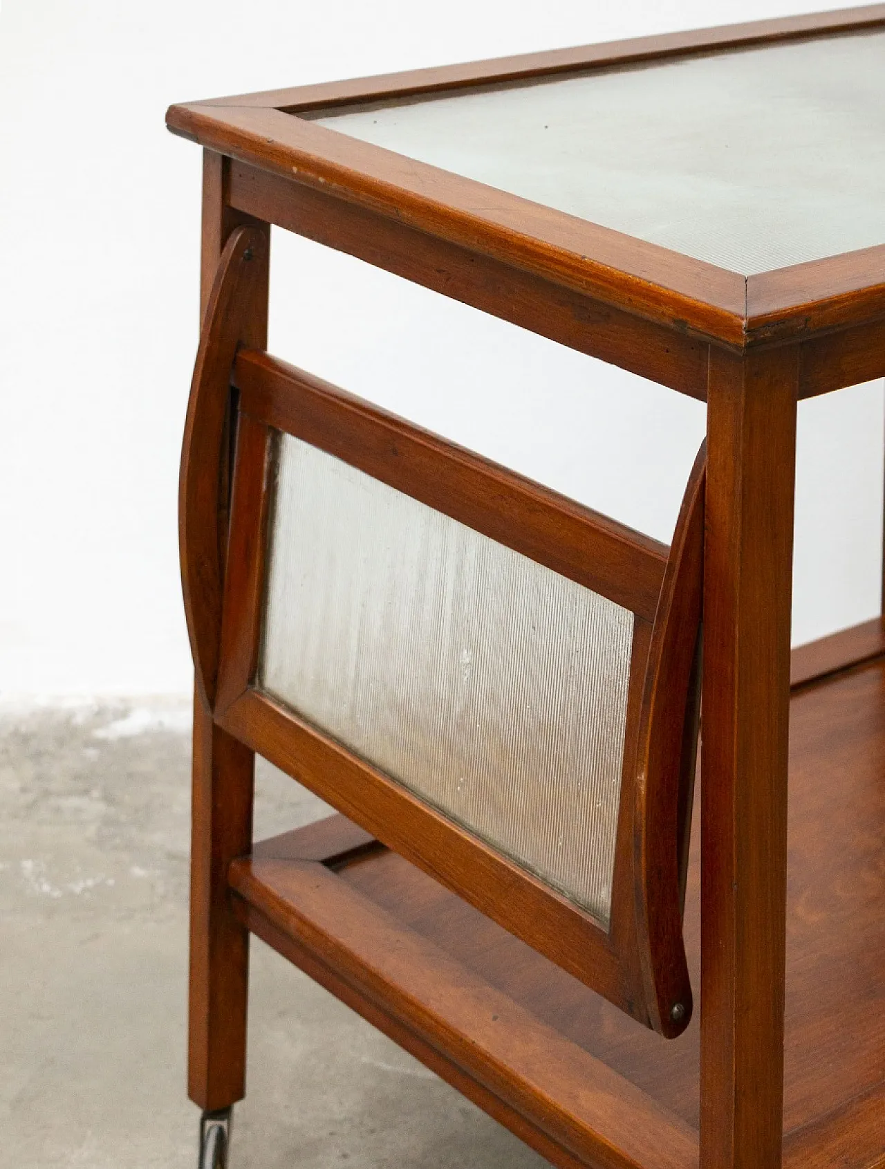 Carrello portavivande in legno di faggio massello, anni '50 5