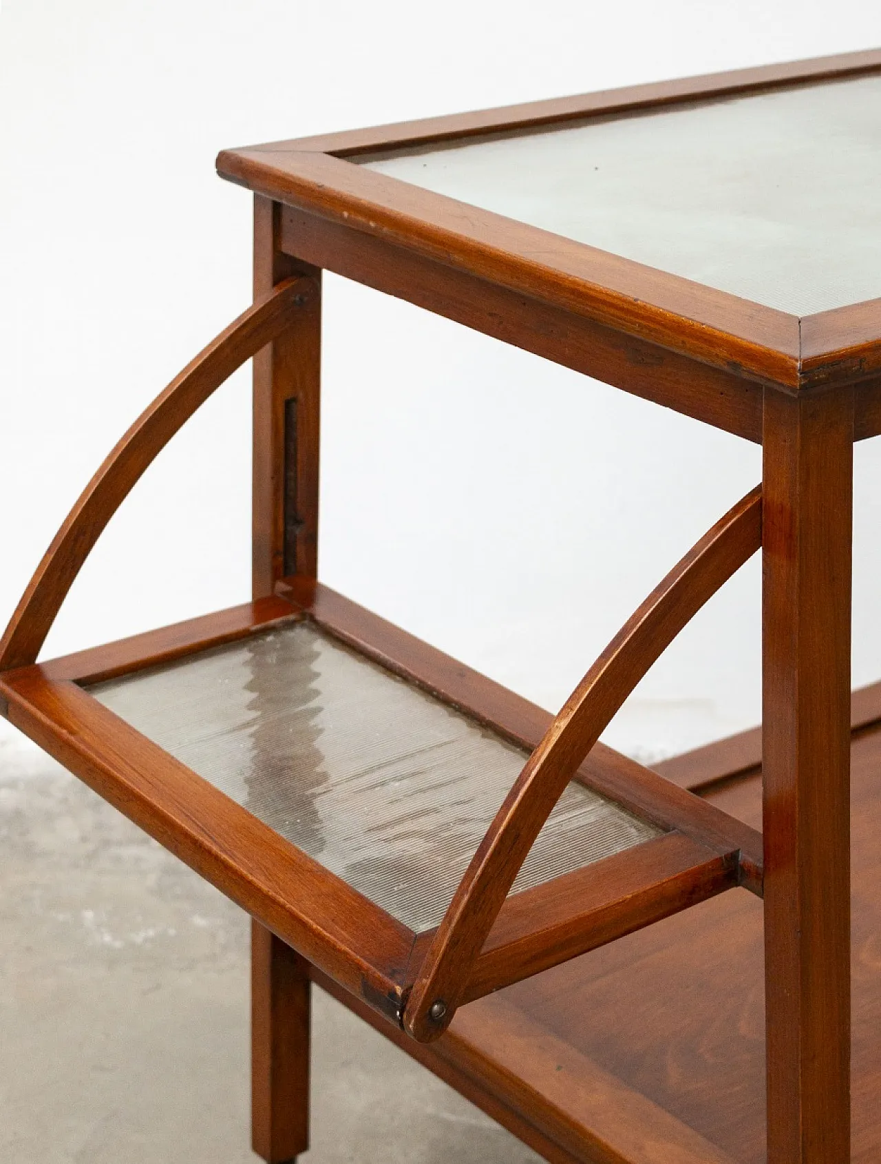 Carrello portavivande in legno di faggio massello, anni '50 6