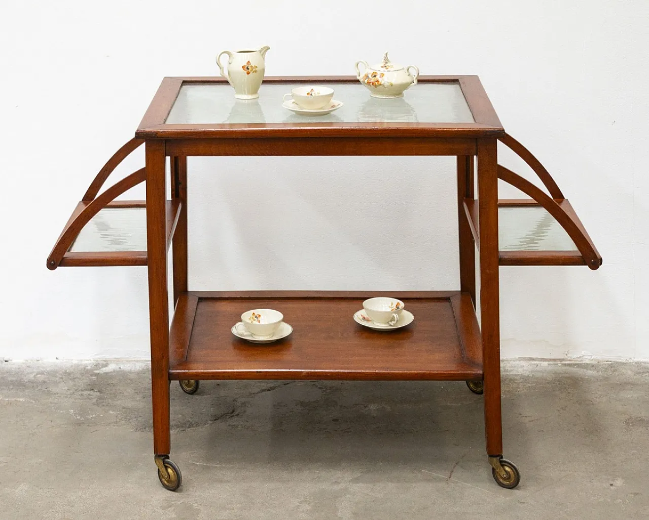 Carrello portavivande in legno di faggio massello, anni '50 13