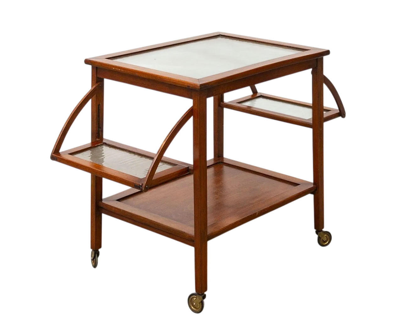 Carrello portavivande in legno di faggio massello, anni '50 14