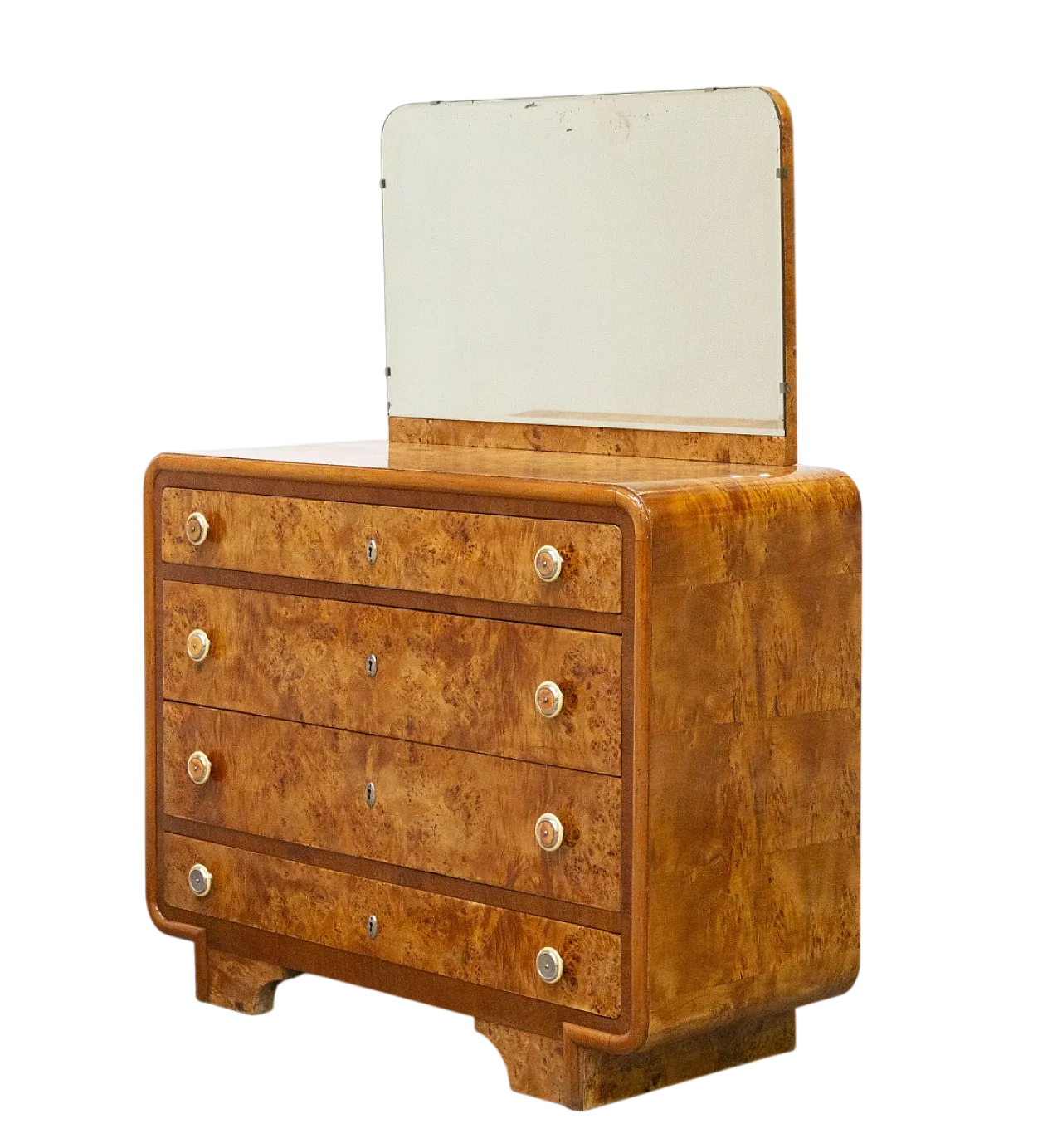 Comò Art Déco in radica di betulla, anni '40 15