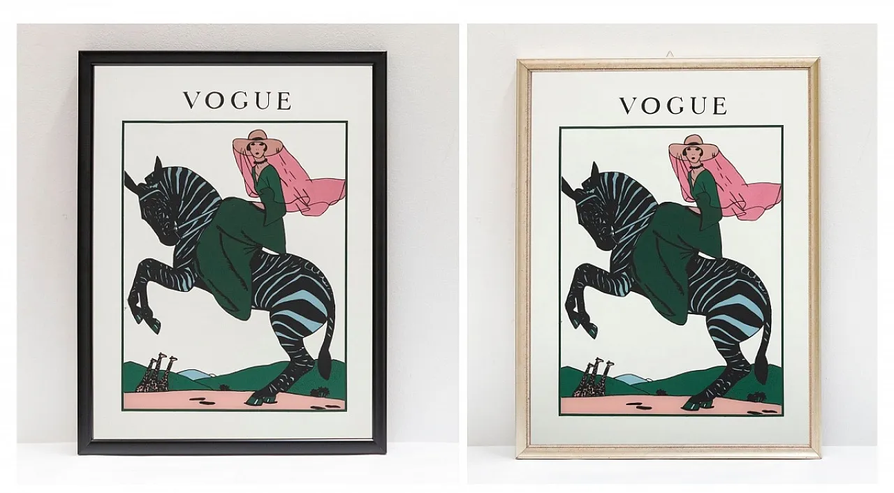 Dama che cavalca una Zebra, specchio Vogue, primo '900 10