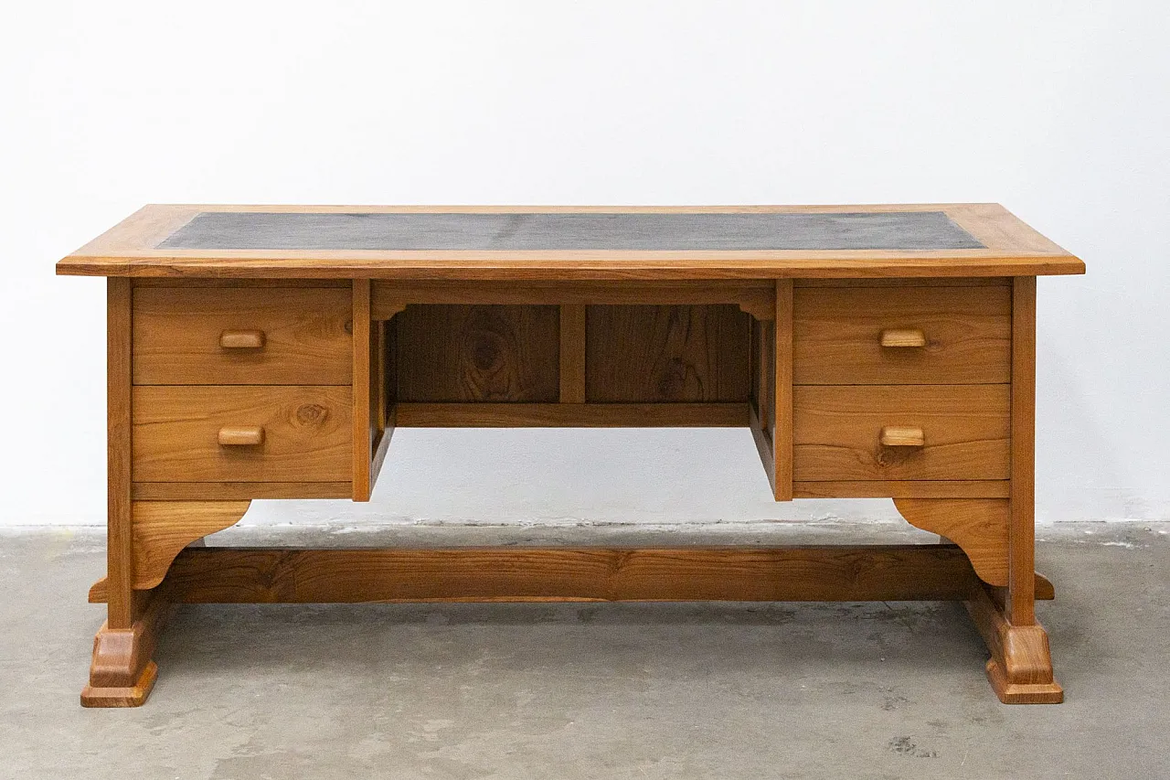 Scrivania indonesiana in legno massello di teak, primo '900 1
