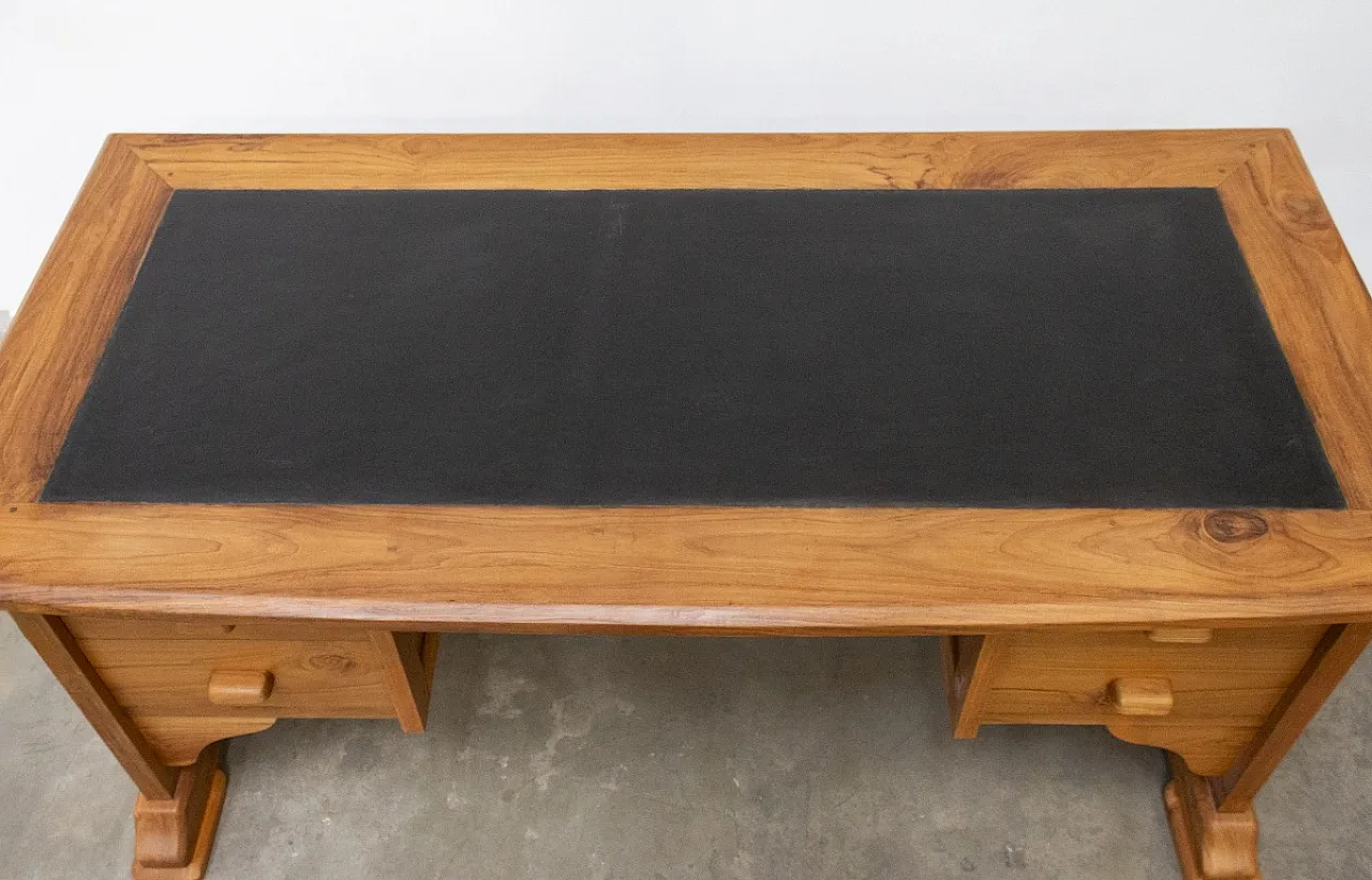 Scrivania indonesiana in legno massello di teak, primo '900 7