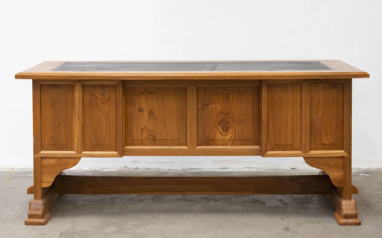 Scrivania indonesiana in legno massello di teak, primo '900 10