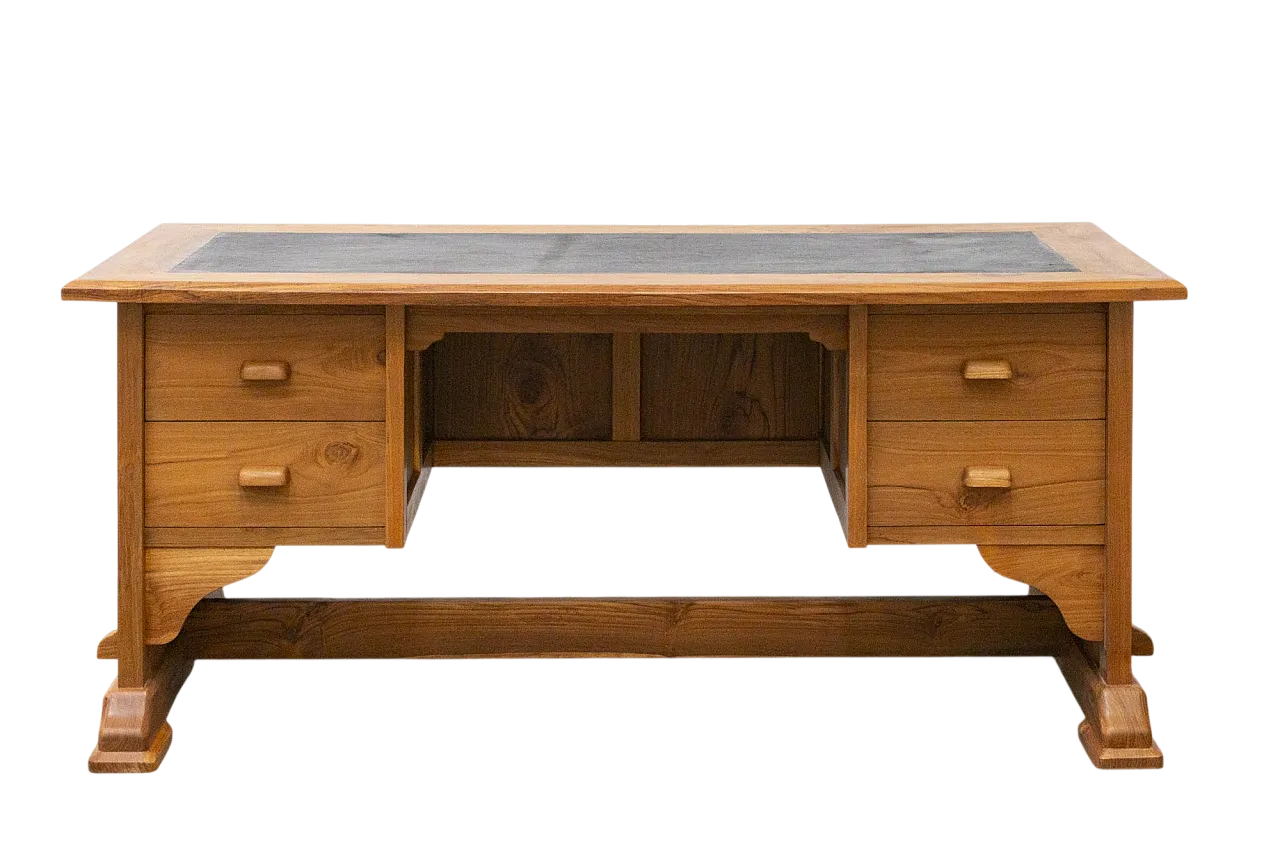 Scrivania indonesiana in legno massello di teak, primo '900 12