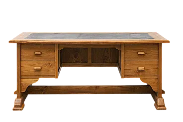 Scrivania indonesiana in legno massello di teak, primo '900