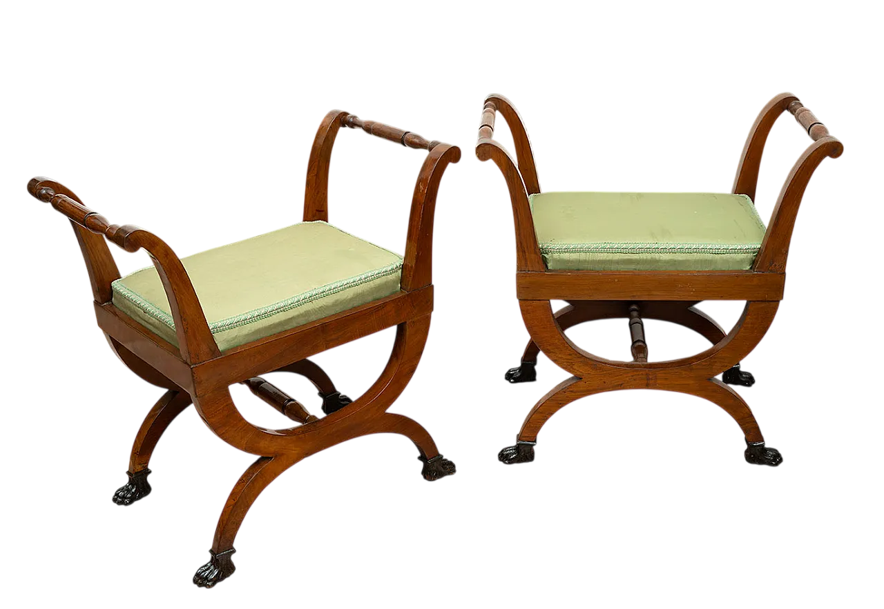 Coppia di sgabelli da regista in piuma di mogano, '800 4