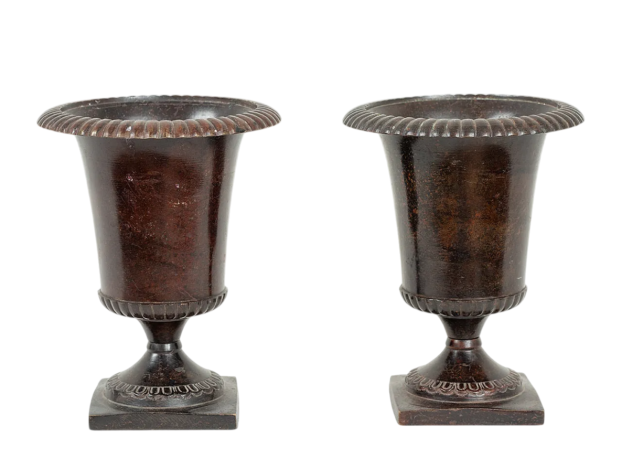Coppia di vasi in bronzo brunito, '800 4