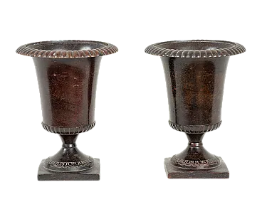 Coppia di vasi in bronzo brunito, '800