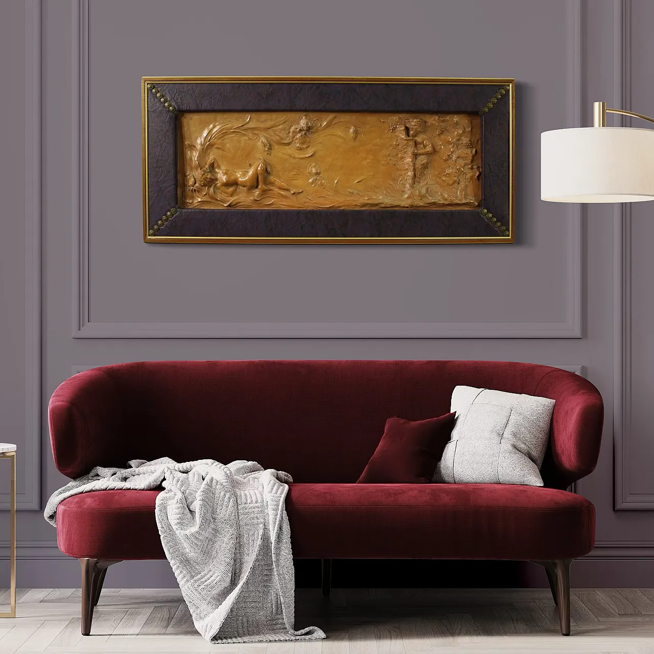 Bassorilievo francese in terracotta, Venere con Fauno, '900 6