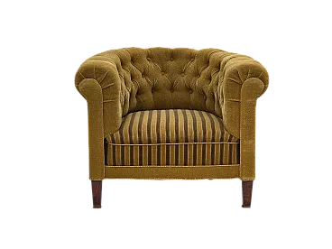 Danish relaxation armchair in green wool and ash wood, 1950s