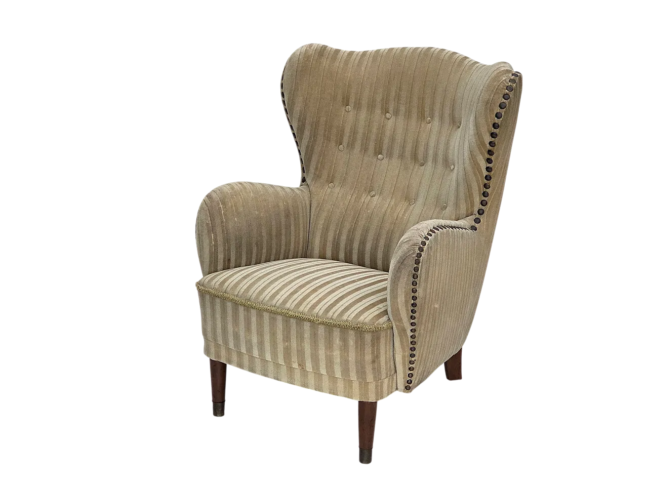 Danish armchair in light green velvet and beech wood, 1960s 20