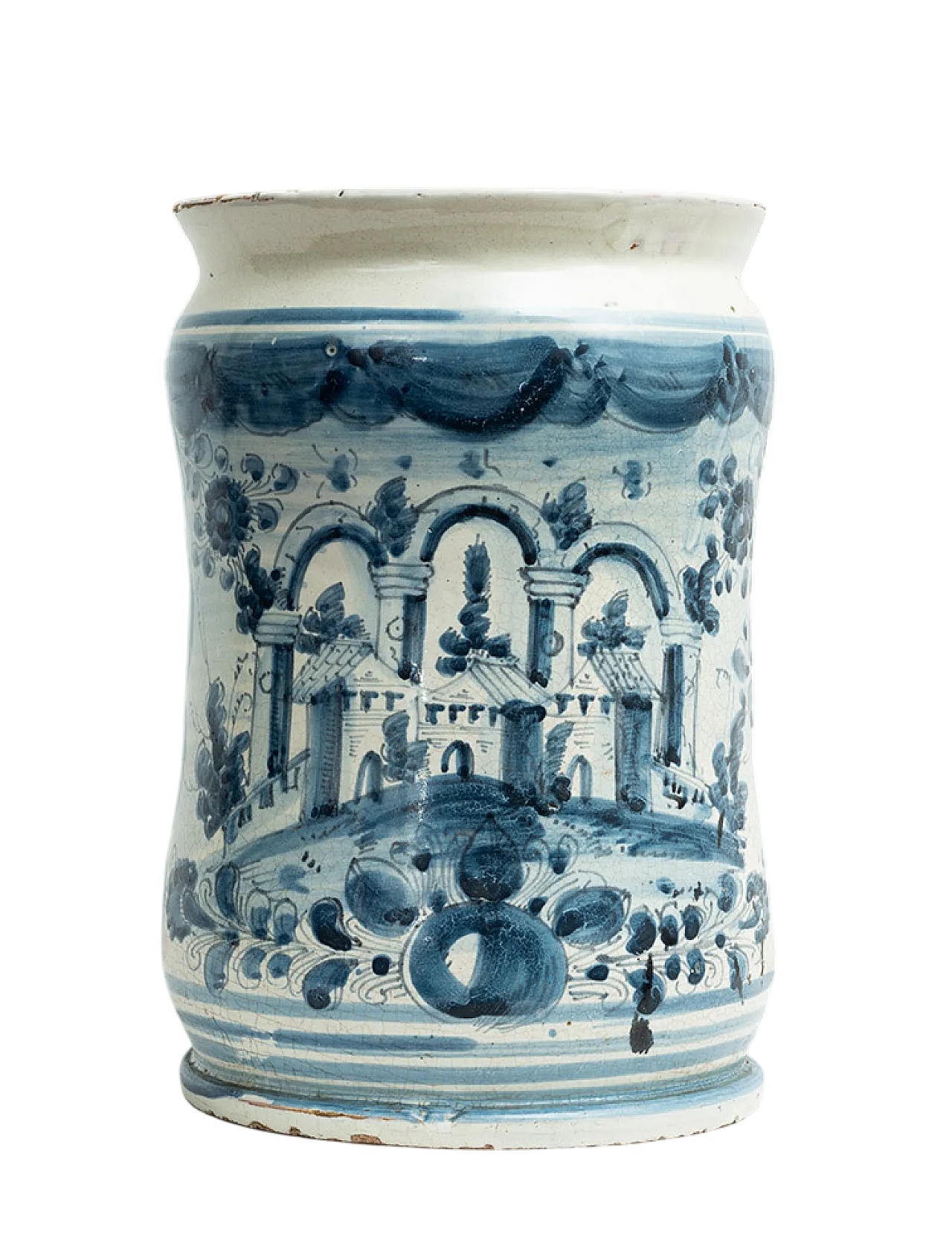 Vaso in maiolica smaltata raffigurante paesaggio, '700 6