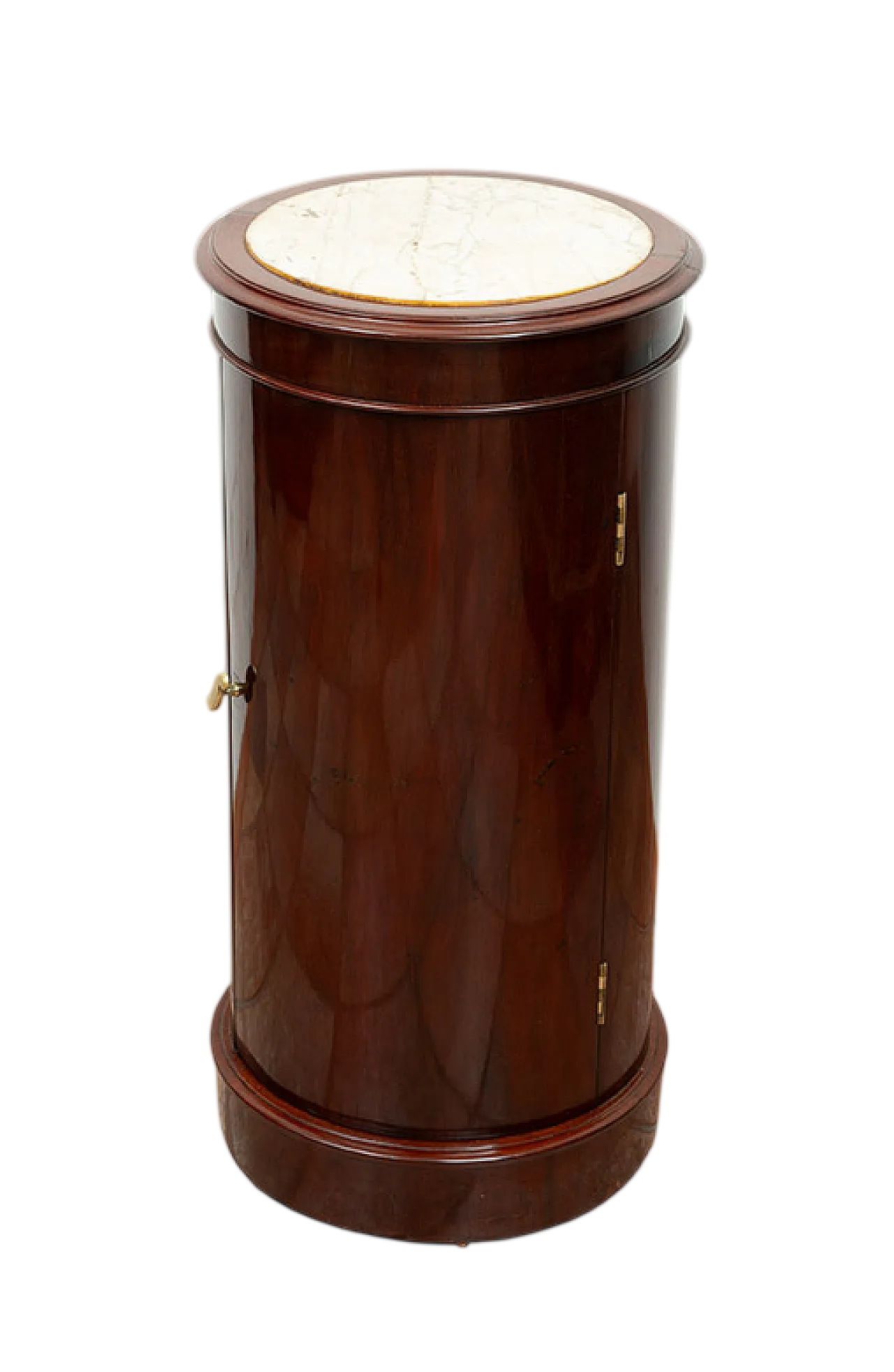 Comodino Impero in piuma di mogano con piano in marmo, '800 4