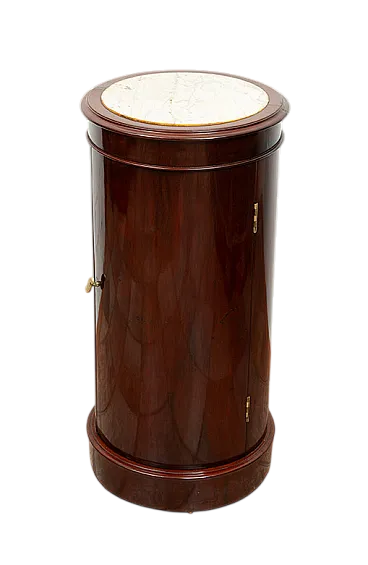 Comodino Impero in piuma di mogano con piano in marmo, '800