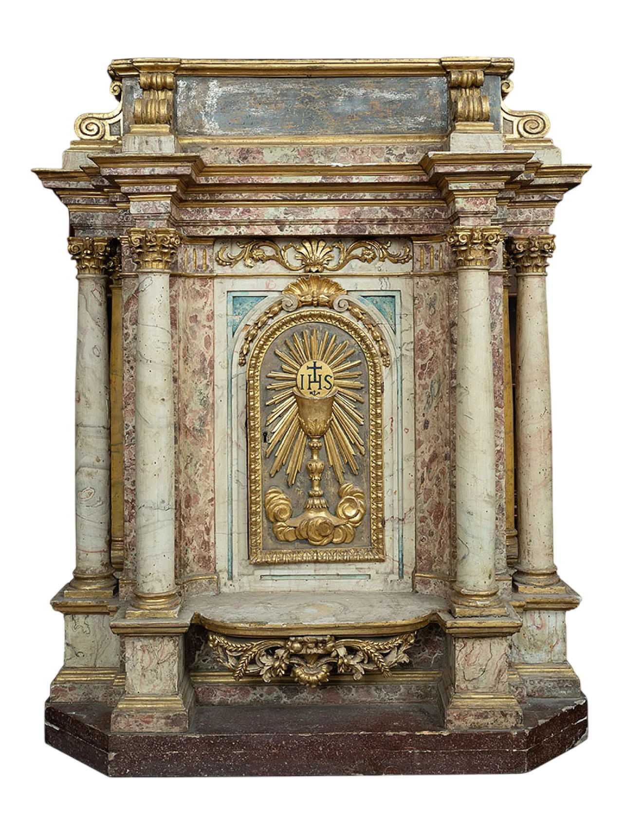 Tabernacolo di origine romana in legno marmorizzato, '600 8