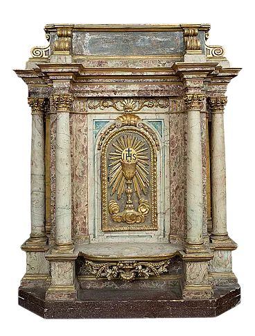 Tabernacle of Roman origin in marbled wood, 17th century