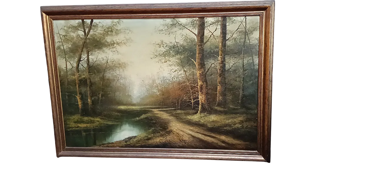 Scorcio del bosco di Luca de Guidi, olio su tela, anni '70 12