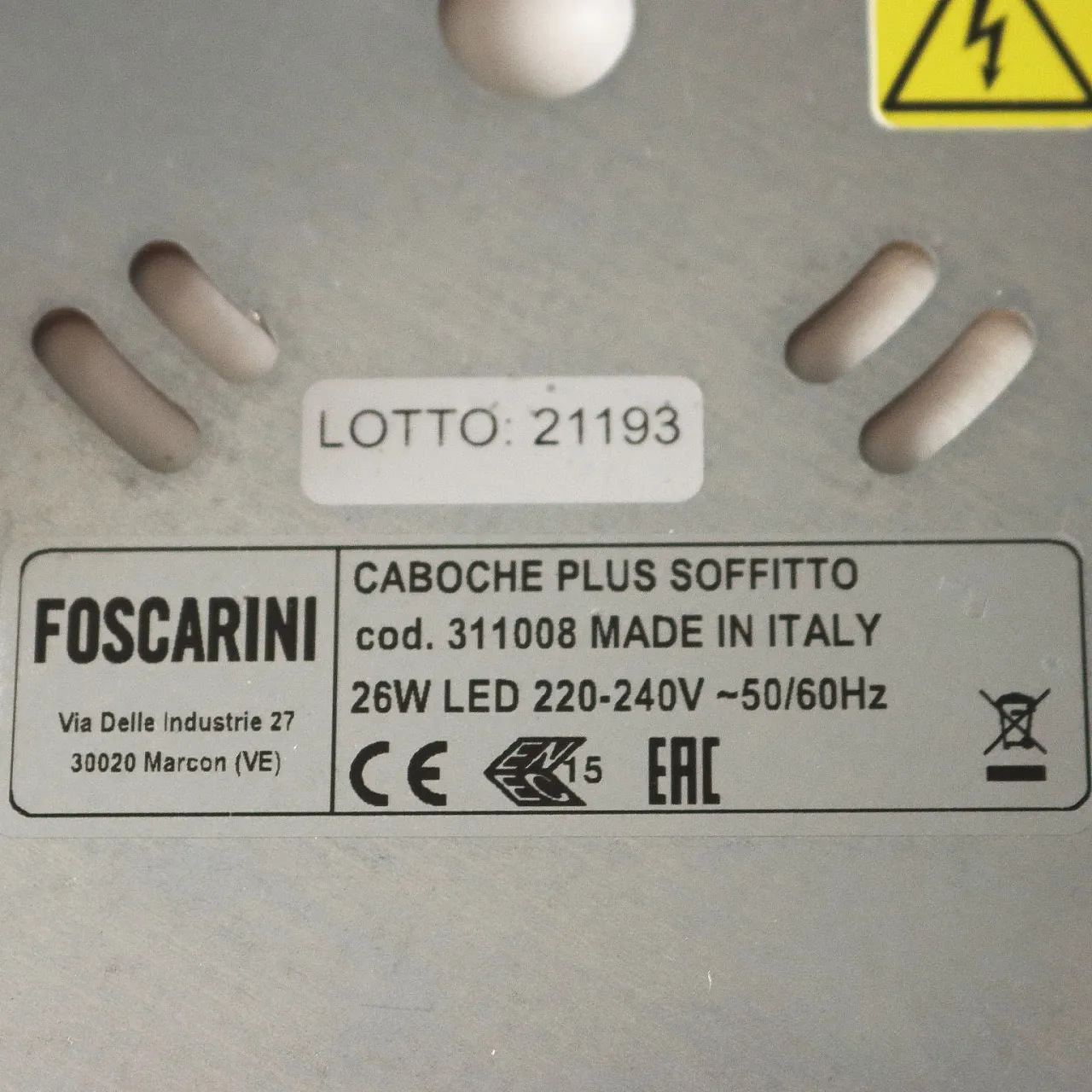 Coppia di plafoniere in policarbonato trasparente a luce diffusa, '900 10