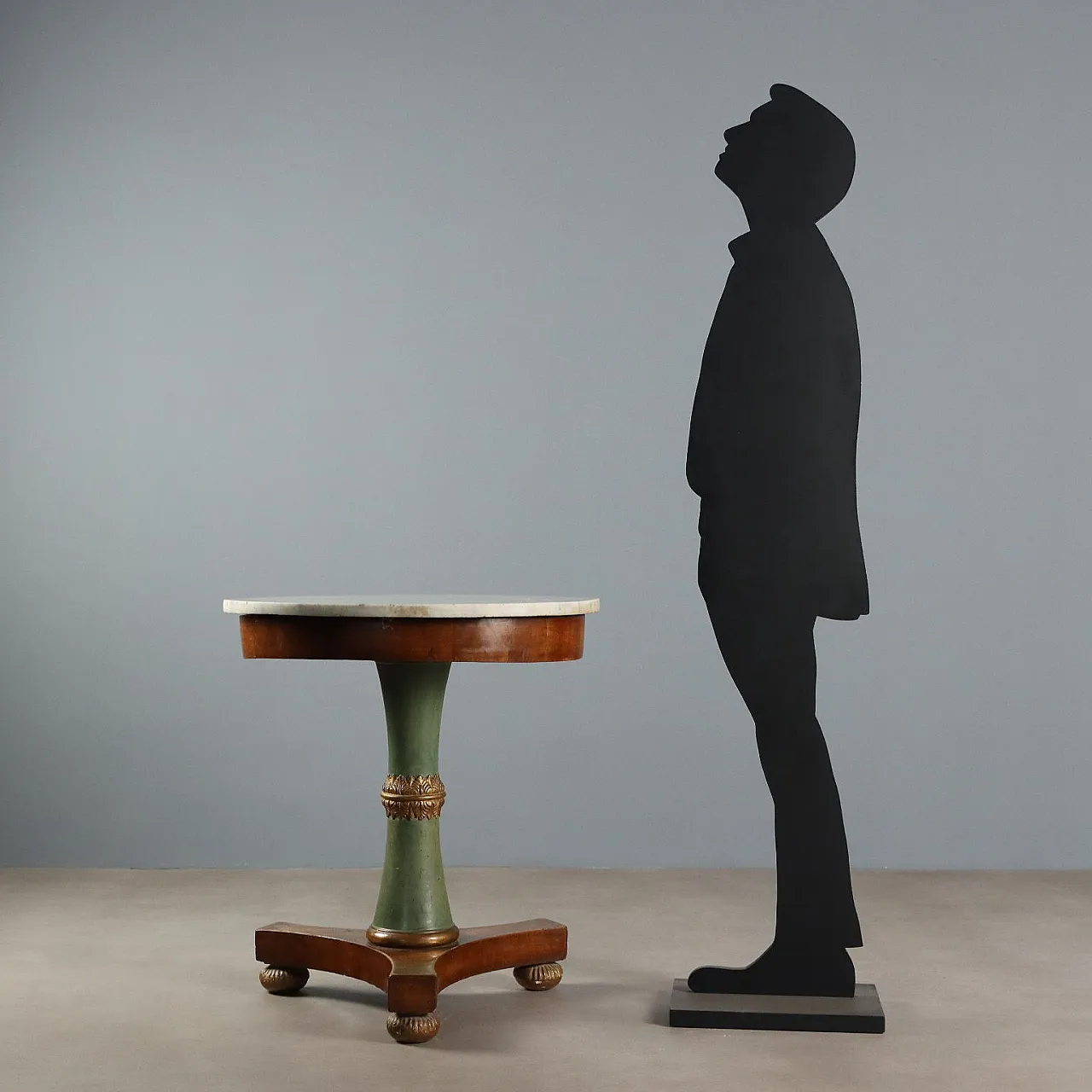 Tavolino impero in mogano con piano in marmo bianco, primo '800 3